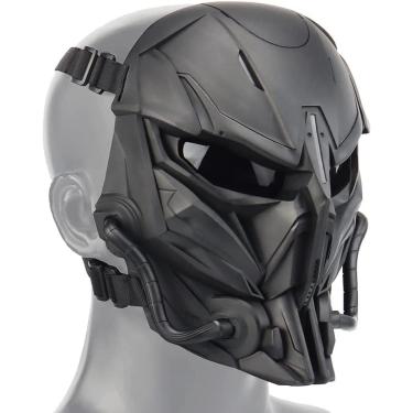 Imagem de Máscara De Airsoft Crânio Máscara Tática Facial Completa, Com Lente De Pc Anti-impacto Modo Duplo Design De Uso Alça De Ombro Ajustável, BK, 21 * 12 * 23cm