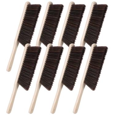 Imagem de 8 peças de escova Woooden para pó, vassoura de mão, escova de bancada a granel com cabo longo de madeira e cerdas macias, vassoura para bancada, sofá, banco, carro, lareira, roupas, limpeza doméstica