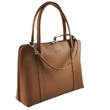 Imagem de Bolsa Executiva Feminina Sintético Vayly para Notebook, Tablet e Documentos com Alça de Ombro Regulável (Caramelo)