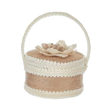 Imagem de Nishiyuenyi Caixa para porta-alianças, cesta de flores portátil, mini para cachorro com alça, cesta para florista de casamento para artigos de festa