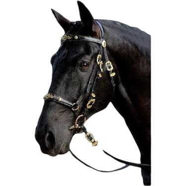Imagem de Qualidade Hunter Bridle Pu Couro Metal Equitação Cabresto Cavalo Rein Racing Equipment Equestrian Supplies Training Tool