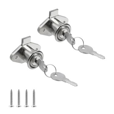 Imagem de Chinflly Fechadura de armário de mesa, fechadura de armário Dreeser prata antiga com chaves, pacote com 2