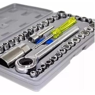 Imagem de Jogo de Chaves Soquetes Sextavado com Catraca 40 Peças, resistente à abrasão e à pressão + Maleta: Versatilidade e Organização em um Kit Completo