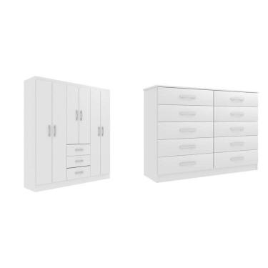 Imagem de Cômoda Marbela E Guarda-roupa Sevilha Branco
