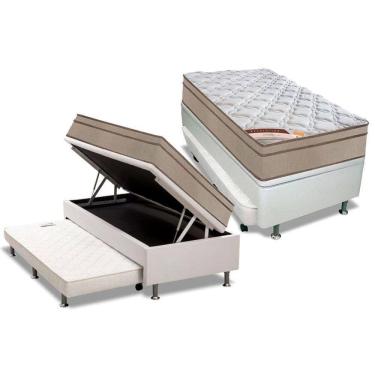 Imagem de Cama Box Baú C/Auxiliar Solteiro: Colchão Molas Castor Bonnel Revolution + Base Black(88X188)