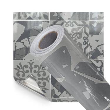 Imagem de Papel Adesivo Cozinha Alta Temperatura Azulejo Moderno Cinza - Open St