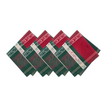 Imagem de Elrene Home Fashions Merry & Festive Guardanapos de Natal Xadrez de Natal Tecido Jacquard Misto de Algodão, Conjunto de 4