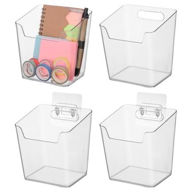 Imagem de Lurrose Organizador De Porta De Armário Com 4 Peças: Caixas De Armazenamento Montadas Na Parede - Chuveiro De Plástico - Porta-Lápis Para Chuveiro Banheiro Cozinha E Escritório