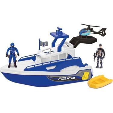 Imagem de Cenário Temático Barco Patrulha Naval Polícia com Helicóptero, Soldado