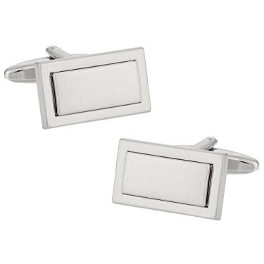 Imagem de Abotoaduras de geometria prateadas com caixa de apresentação Cuff-Daddy