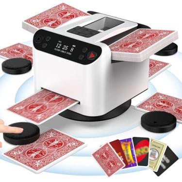 Imagem de Revendedor e embaralhador automático de cartões, revendedor de cartas rotativo de 360° com controle remoto sem fio, embaralhador de cartas para 2 a 8 jogadores para UNO, pôquer, Texas Hold'em,