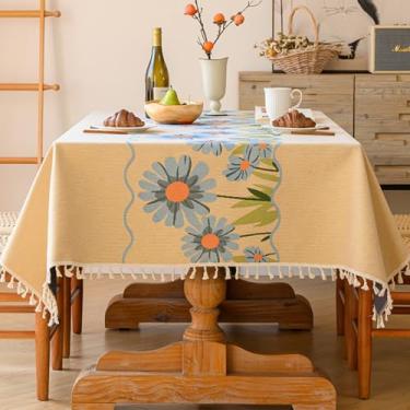 Imagem de KAIJIE Toalha de mesa de algodão francês, bordada, borla, vintage, toalha de mesa de jantar para cozinha, pano de jantar, para mesas retangulares de mesa de chá, 100 x 160 cm