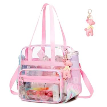 Imagem de PIG PIG GIRL Bolsa transparente - Bolsa feminina transparente para eventos de estádio de 30 x 15 x 30 cm, Corante rosa, One Size