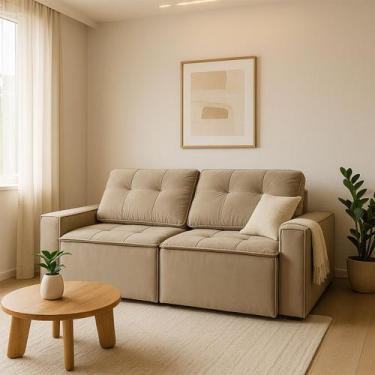 Imagem de Sofá Retrátil Reclinável 2 Lugares Paris para Sala Veludo - Online Con