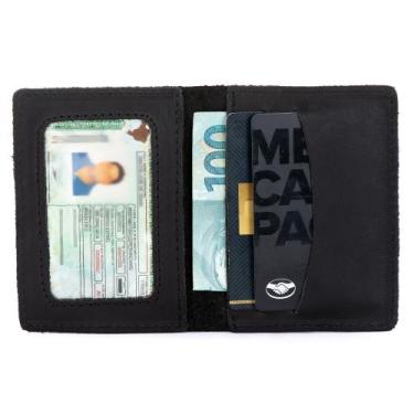 Imagem de Mini Carteira Masculina de Couro Legitimo Pequena Porta Cartão CNH - L