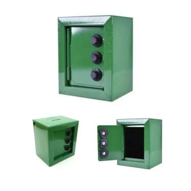 Imagem de Mini Cofre Cofrinho Reforçado Aço Segredo Notas Moedas Verde