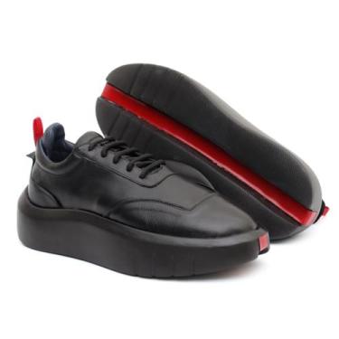 Imagem de Tênis Casual confort Masculino em couro Fly Premium - Mr Light, Preto,