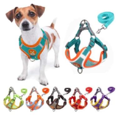 Imagem de Coleira Peitoral Colete Cachorro E Gato Pet + Guia Boa Qualidade - Pet