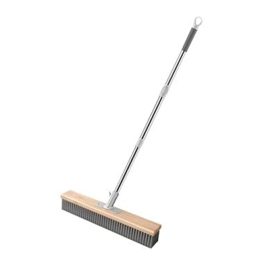 Imagem de predolo Escova de limpeza de arame de aço inoxidável com cerdas de metal, esfregão de piso, vassoura externa com cabo longo para garagem, 40cm