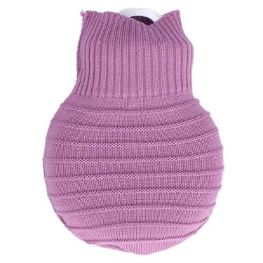 Imagem de Dioche Garrafa de água Quente, 245 Ml de Explosão à Prova de Silicone Quente Garrafa de água Quente Bolsa de água Com Tampa de Malha para Cólicas Menstruais, Alívio da Dor No Pescoço e (PURPLE)