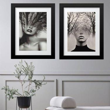 Imagem de Kit 2 Quadros Grandes Mulher Árvore - 60X48Cm