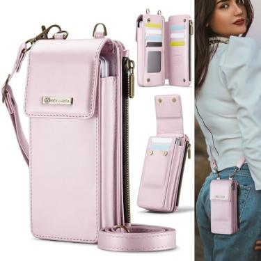Imagem de Capa Flip para Smartphone Cell Phone Bag Wallet Women/Men Case for Samsung Galaxy Z Fold 6/5/4/3 Universal Cell Sleeve Crossbody Bag Shoulder Strap,with Card Holder+Strap+PU Leather RFID Blocking Flip