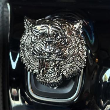 Imagem de Tampa do botão de partida do carro botão de partida do motor do carro botão protetor liga de alumínio controle de energia do carro guarnição legal acessórios de decoração de carro (tigre preto)