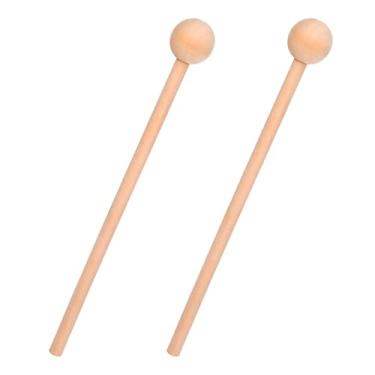 Imagem de 2 bastões de madeira para percussão de 20 cm para sinos e sinos Glockenspiel xilofone (cor de madeira)