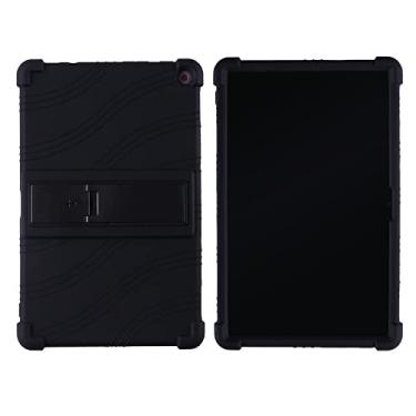 Imagem de Oneyijun Capa para tablet Lenovo 10e Chromebook de 10,1 polegadas de silicone macio, suporte ajustável, capa protetora de borracha à prova de choque (preto)