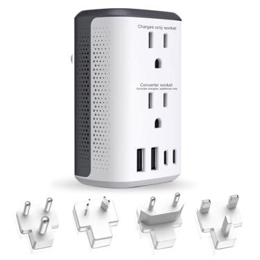 Imagem de Conversor de voltagem de nós para a Europa, 220 V a 110 V, conversor de corrente de viagem de tomada europeia de 2000 W, adaptador de viagem em todo o mundo conversor europeu redutor