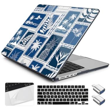 Imagem de Yebiseven Capa para MacBook Pro M4 de 14 polegadas 2025 2024 2023 2021 modelo A3112/A3401/A3185/A2918/A2992/A2779/A2442 M3 M2 M1, capa rígida com capa de teclado + filme trackpad + adaptador OTG