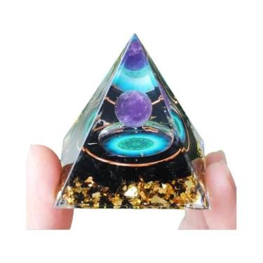 Imagem de Pirâmide De Orgônio De Ametista E Peridoto, Cristal De Cura Com Energi
