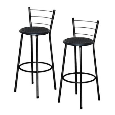 Imagem de Jogo 2 Banqueta Alta Ratan Preta Retro - Lamar Design, Preto