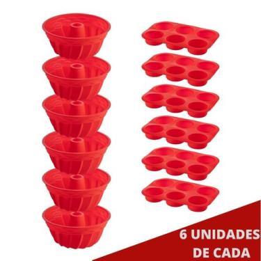 Imagem de 6 Jogo Formas Silicone Espiral 23,5cm e 6 Cupcake Sortida - QUALITY HO