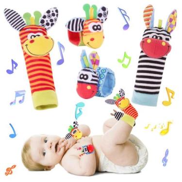 Imagem de Conjunto de meias Wrist Rattle Foot Finder para bebês recém-nascidos -