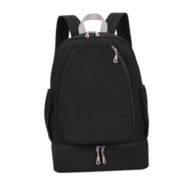 Imagem de Fenteer Bolsa de tênis com compartimento para sapatos, mochila para laptop, bolsa para armazenamento de equipamentos, mochila de ginástica, bolso lateral para, Preto