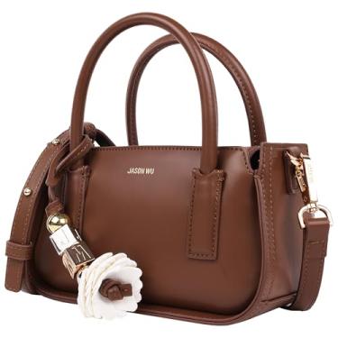 Imagem de Mini bolsa Jason Wu estruturada, bolsa de alça dupla com alça transversal removível e pingente de logotipo, marrom