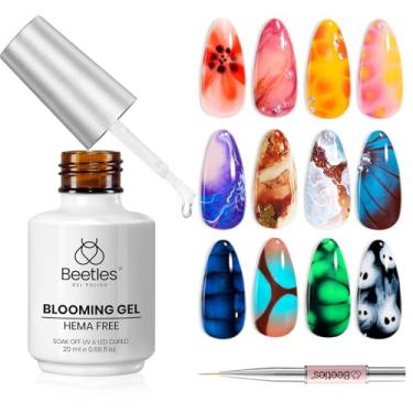 Imagem de Esmalte Beetles Blooming Gel Sem HEMA, Esmalte em Gel Blossom 1 peça 20 ml com pincel de unhas para espalhar Efeito de Mármore Pedra Natural Aquarela Floral Absorver U v DIY Pregos de Outono Presentes