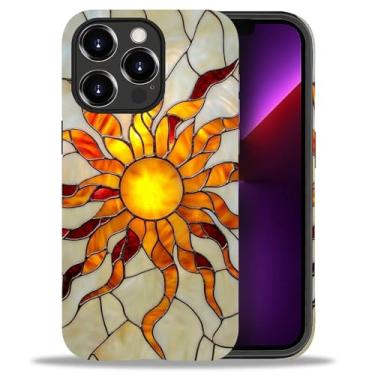 Imagem de CARLOCA Capa para iPhone 13 Pro Max, Sun Stars Celestial Vitral TPU macio + PC rígido 2 em 1, capa protetora antiarranhões à prova de choque compatível com iPhone 13 Pro Max