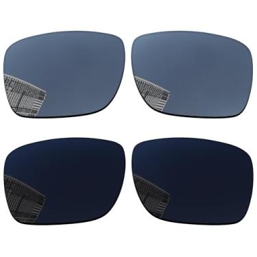 Imagem de Acefrog Lentes de reposição polarizadas de 1,5 mm para óculos de sol Oakley Holbrook Metal OO4123 55 mm, material atualizado, resistente a impactos - titânio preto e prata polarizado - 1,5 mm
