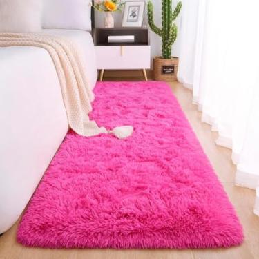 Imagem de Tapete Passadeira 1,00 x 0,60 Antiderrapante Corredor Quarto Sala Felpudo Peludo(Pink)