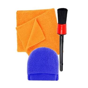 Imagem de Kit Estética Automotiva Karbox Toalha Microfibra 400gsm 40x60cm Sem Borda e Aplicador Semi Circular Karbox