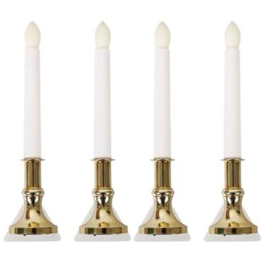 Imagem de Pacote com 4 velas solares sem chama, luz de vela cintilante, movida a energia solar, lâmpada de parede para janela, romântica, luz noturna com ventosas, decoração para festa de Natal e festival de