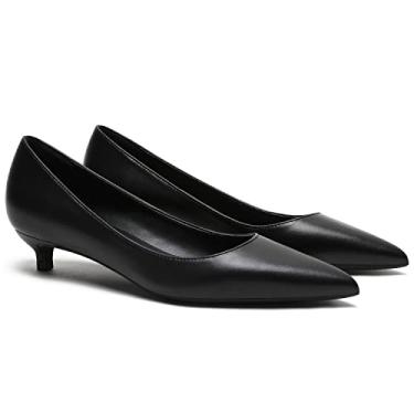 Imagem de MOOMMO Sapatos femininos de salto baixo com bico fino de cetim sem cadarço, salto baixo, 2,5 cm, confortável, clássico, diário, escritório, noite, festa, casamento, 4-13 M EUA, Preto fosco, 10