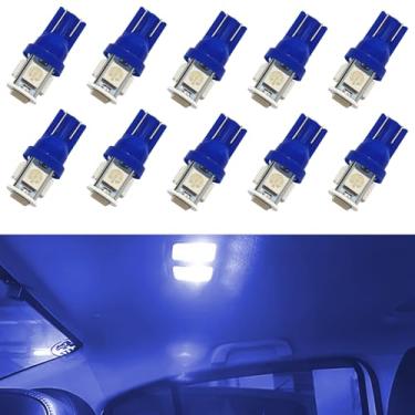 Imagem de QKYS Lâmpadas LED azuis 194 T10 168, lâmpada de LED super brilhante 6000K para interior do carro, 5050 chips 5SMD CC 12V W5W 2825 de substituição para luzes de painel de porta de mapa, pacote com 10