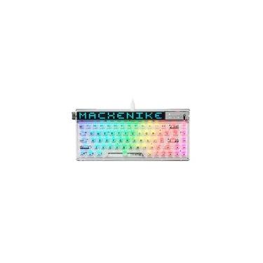 Imagem de Teclado Mecânico Gamer Machenike KT68-B68W Pro, 65%, Switch Gateron North Pole Linear, Tri-Mode com Tela LED, RGB, Branco - KT68 PRO RGB WH