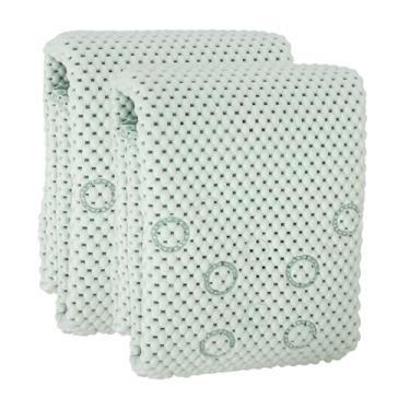 Imagem de Tapete de banho para banheiras 91 x 43 cm, tapete de banheira antiderrapante, tapete de banho de espuma macia para banheira, tapete de banheira com orifícios de drenagem, ventosas (verde creme, 91 cm