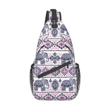 Imagem de VOOHDDY Bolsa tiracolo para mulheres, homens, viagens, caminhadas, mochila tiracolo para o peito, casual, mochila esportiva, Padrão de elefante tribal indiano, One Size, Bonito