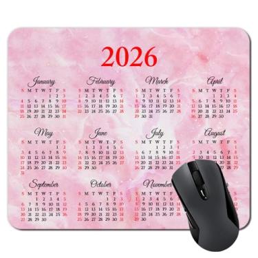 Imagem de NAMISAN Calendário 2026 com fonte HD design de praia tropical borracha natural retangular personalizado calendário de mesa mouse pad 24 x 20 cm padrão de mármore aquarela rosa