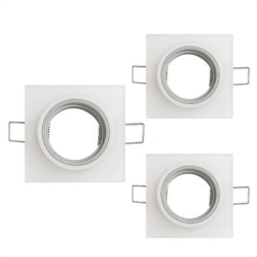 Imagem de Kit 3 Spot Taschibra Quadrado Embutir Vidro Jateado SP23 Mr16 Bivolt